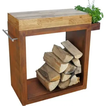 Zahradní nábytek ARTISS Stůl Corten velký 80 x 45 x 91 cm - dřevo