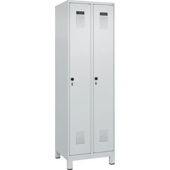 Šatní skříň Šatní skříňka C+P Cabo-Plus, 2 oddíly po 300 mm, 600 x 500 x 1850 mm, šedá, na nožičkách