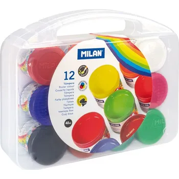 Vodová barva Temperové barvy Milan 03212 12 barev v plastovém kufříku