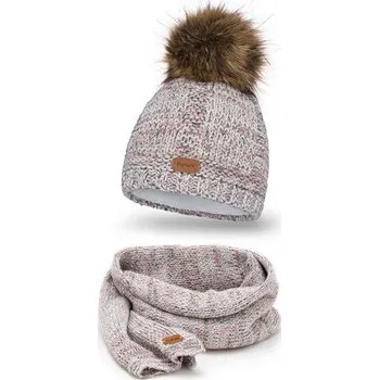 Čepice Pamami Dámský set čepice a šály Aumap bílá One size