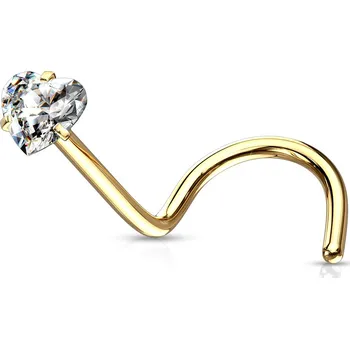 Piercing Šperky4U Zahnutý zlacený piercing do nosu srdíčko - N0139GD