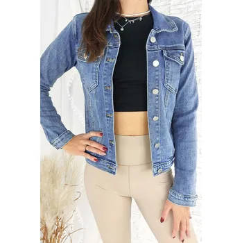 Dámský kabát Dromedar Modrá džínová bunda GD9350-K53 Velikost: S