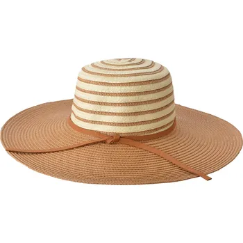 Čepice Hnědo přírodní klobouk s proužky a mašlí - Ø 58 cm