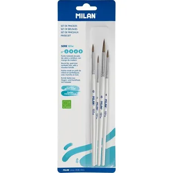 Výtvárné potřeby Sada kulatých štětců MILAN velikost 2, 4, 6, 8 s bílou rukojetí