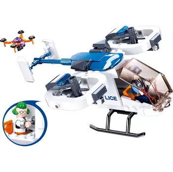 Stavebnice Sluban Sluban B0823 Policejní helikoptéra s dronem na převoz vězňů