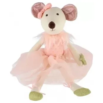 plyšák Teddies Myška baletka sedící látka růžová 20 cm