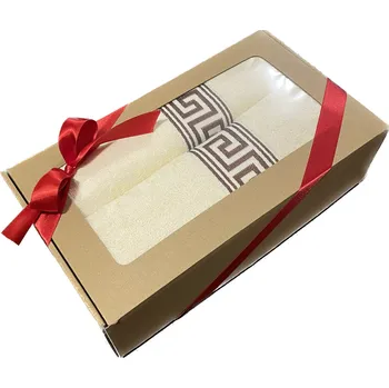 Ručník Profod Dárková sada osuška froté GREEK sada 2 kusy 500g/m2 Barva: černý black, Barva stuhy: světle modrá