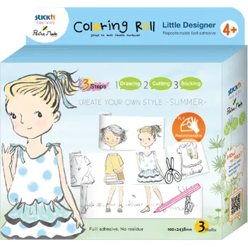 omalovánky Samolepicí omalovánky na roli Stick'n Malá módní návrhářka - LÉTO, 10 x 243 cm