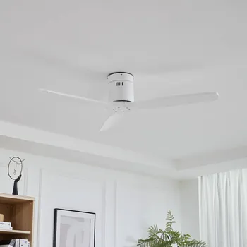 Lampička Stropní ventilátor Lucande Vindur, bílý, DC, tichý, Ø 132 cm - Křídla - délka 66 cm, výška 3,7 cm bílá - Doprava zdarma