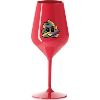 Sklenice DUHOVÉ VESELÉ EE - červená nerozbitná sklenice na víno 470 ml