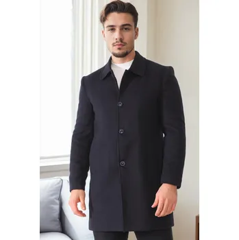 Pánská casual bunda PLT8364 DEWBERRY MEN'S COAT-PLAIN NAVY BLUE dewberry černá 3058104