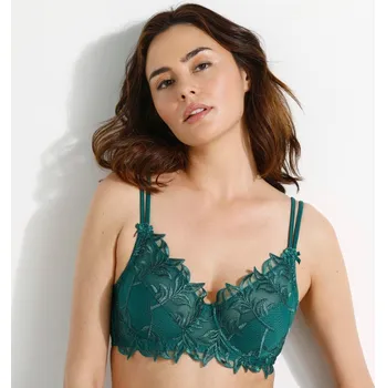 Podprsenka Sada 2 podprsenek z krajky a vyšívaného tylu, s kosticemi zelená+fialová 90C