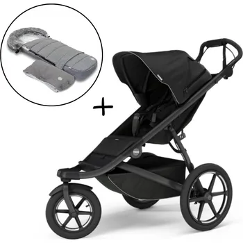 Kočárek Thule Urban Glide 3 Black 2024 + Fusak a rukávník JOMK Northern Grey
