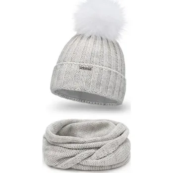 Čepice Pamami Dámský set čepice a šály Ogwangf světle šedá One size