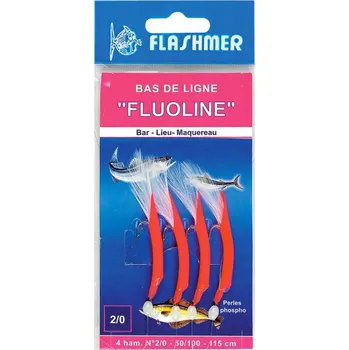 FLASHMER Návazec na mořský rybolov Fluoline 4 háčky č. 2/0 2/0