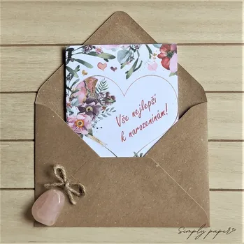 Přání s obálkou Růže ze srdce