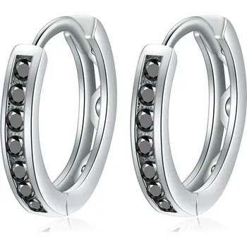 Náušnice NUBIS® Stříbrné náušnice kroužky se zirkony - NB-3050