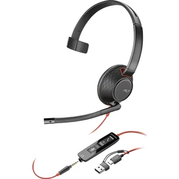 Sluchátka HP Poly Blackwire C5210 Headset otevřená (On Ear) kabelová mono černá Potlačení hluku headset, regulace hlasitosti, Vypnutí zvuku mikrofonu Počítače