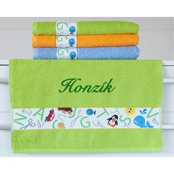 Ručník Ručník se jménem NA PŘÁNÍ 50x100 Abeceda zelená