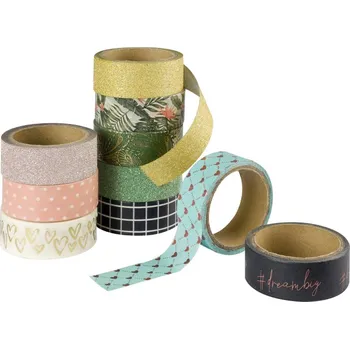 Dekorační Washi pásky šíře 1,5cm x 3m mix 10ks GE