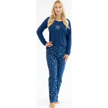 Dámské pyžamo Dámské pyžamo dlouhé 19161P modré vel.2XL - Gina