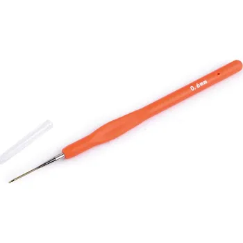 Jehla na filcování Háček na háčkování se silikonovou rukojetí, zlatá špička vel. 0,5; 0,6; 0,8; 1; 1,25 - 2 (0,6 mm) oranžová