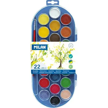 Vodová barva Vodové barvy MILAN prům. 30mm 22 barev včetně metalických