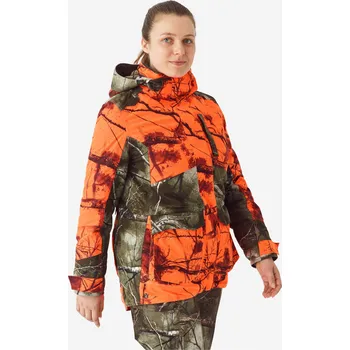 SOLOGNAC Dámská lovecká bunda hřejivá nepromokavá nehlučná 3v1 500 42 ORANŽOVÁ