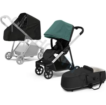 Kočárek Kočárek Thule Shine Mallard Green on Aluminum 2023 + korbička + ochrana proti slunci/dešti Thule