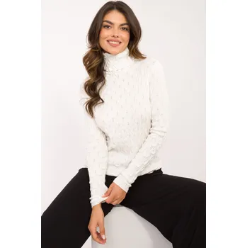 Dámský svetr Wool Fashion Italia Pletený rolák Lilli ecru Velikost: UNI