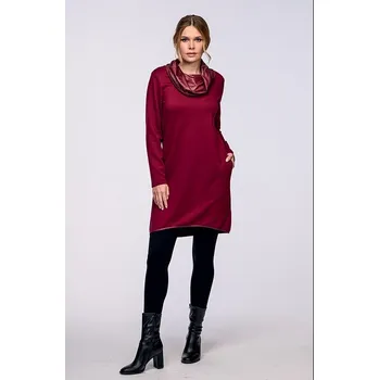 Dámské šaty Šaty Draps 7072 vínové Velikost: XL