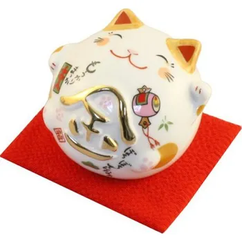 Japonská kočka štěstí Maneki Neko Lucky Cat pokladnička, 6 cm