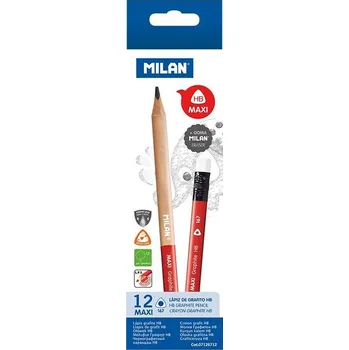 Grafitová tužka Maxi trojhranná grafitová tužka MILAN s pryží HB