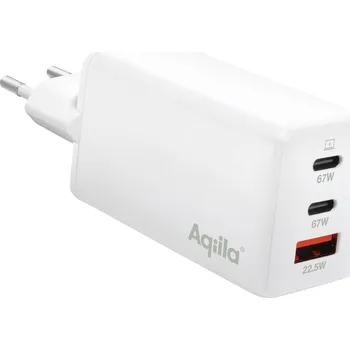 Nabíječka baterií Aqiila W3 USB nabíječka, 1x USB A , 2x USB-C®, 65 W, Dodávka energie, Quick Charge 3.0, QC 4 plus , bílá