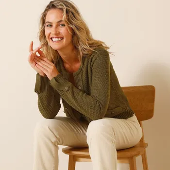 Dámský svetr Svetr zdobený knoflíky s patinou bronzová 38/40