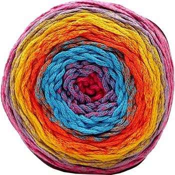 Příze Chainy Cotton Cake ReTwisst 48 variace tyrkys, oranžová, žlutá