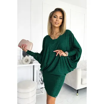 Dámské šaty Numoco dámské netopýří šaty s výstřihem 402-2 zelená S/M, L/XL, XXL/XXXL (Skladem: L/XL)