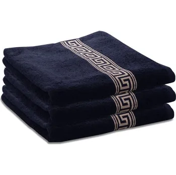 Ručník Profod Dárková sada ručník froté GREEK sada 2 kusů 500g/m2 Barva: černý black, Barva stuhy: stříbrná