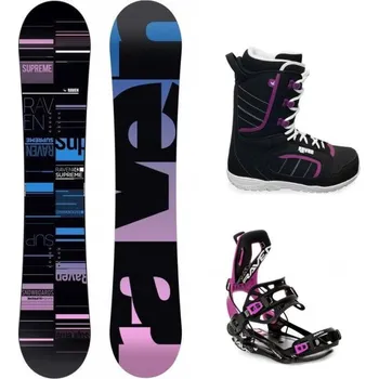 Snowboard Raven Supreme black snowboard + Raven Fastec FT360 black/fuchsia vázání + Raven Diva boty 147 cm + M (EU 39-42) + DÁREK + Doprava ZDARMA