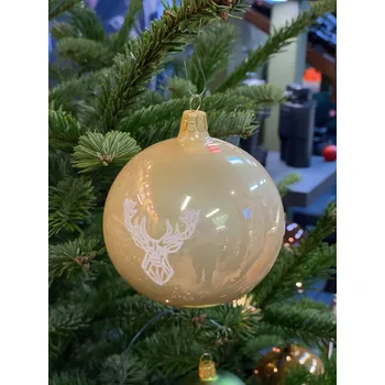 Vánoční dekorace Vánoční koule TETRAO metalická smetanová - jelen 6 ks
