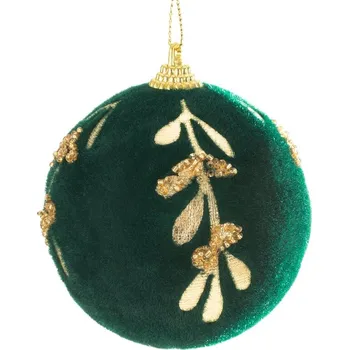 Vánoční ozdoba ArtFir Vánoční dekorace KOULE 42B | zelená/zlatá 10 cm
