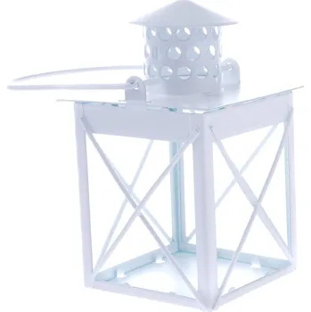 Svícen Kovová lucerna na svíčku Camille, bílá, 7 x 10,5 x 7 cm