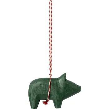 plyšák MAILEG Dřevěná ozdoba Prasátko - dark green S24