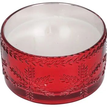 Svíčka Svíčka ve skle 150x150x80mm 3 knoty vonná vločka, červená
