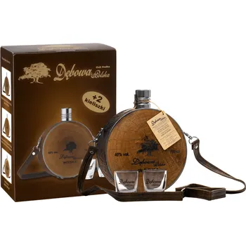 Vodka Dębowa Poľovnícka ťapka se 2 sklenicemi 40% 0,7l (darčekové balenie 2 poháre)