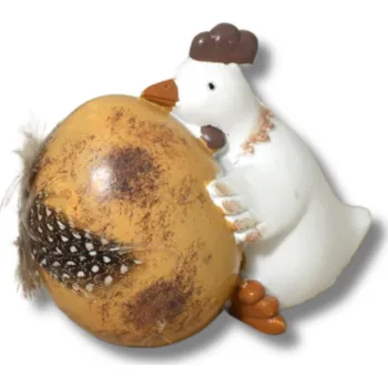 Velikonoční dekorace Dekorace -Slepička polyresin objímá vajíčko