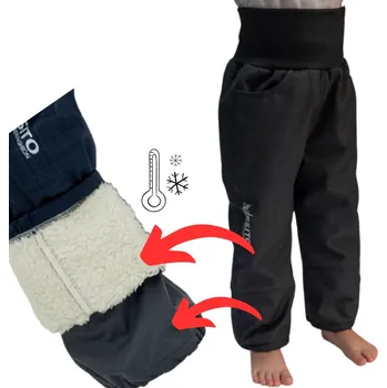 Chlapecké kalhoty Esito (ušito v ČR) Dětské zimní softshellové oteplovačky Esito s umělým kožíškem vel. 86-146 černé