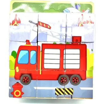 Dřevěná hračka Dřevěné obrázkové kostky Stroje