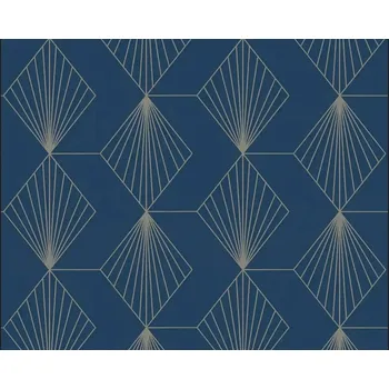 Tapeta A.S. Création | Vliesová tapeta na zeď French Affair 36710-2 | 0,53 x 10,05 m | modrá, zlatá + Modrá, zlatá vliesová tapeta na stěnu 367102 v rozměru 0,53 x 10,05 m