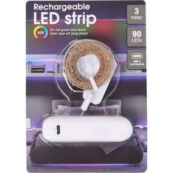 LED páska Nabíjecí LED pásek na baterie RGB 3m